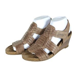 Taos Women’s Tradition EU39 US8-8,5 Brown Leather Woven Cork Wedge Sandals